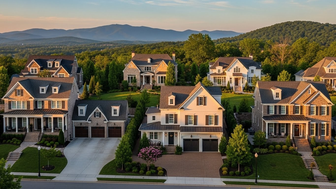 Custom home exterior in Charlottesville, Virginia