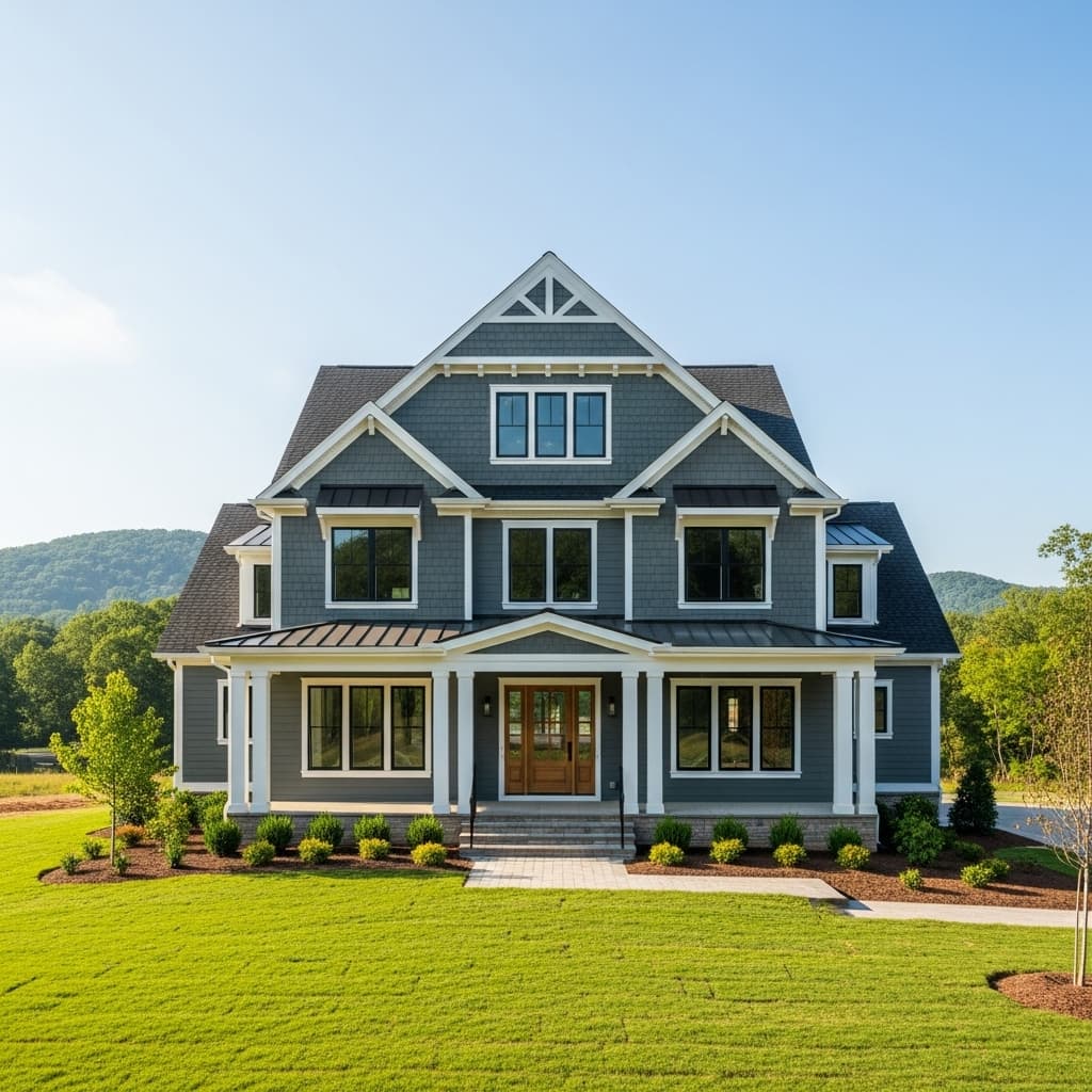 Finished custom home after construction in Central Virginia
