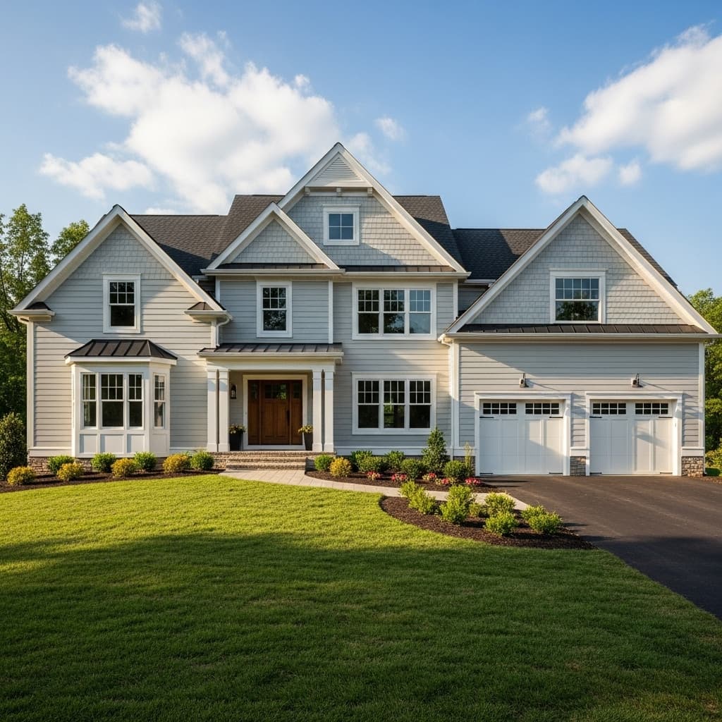 Completed custom home exterior in Central Virginia