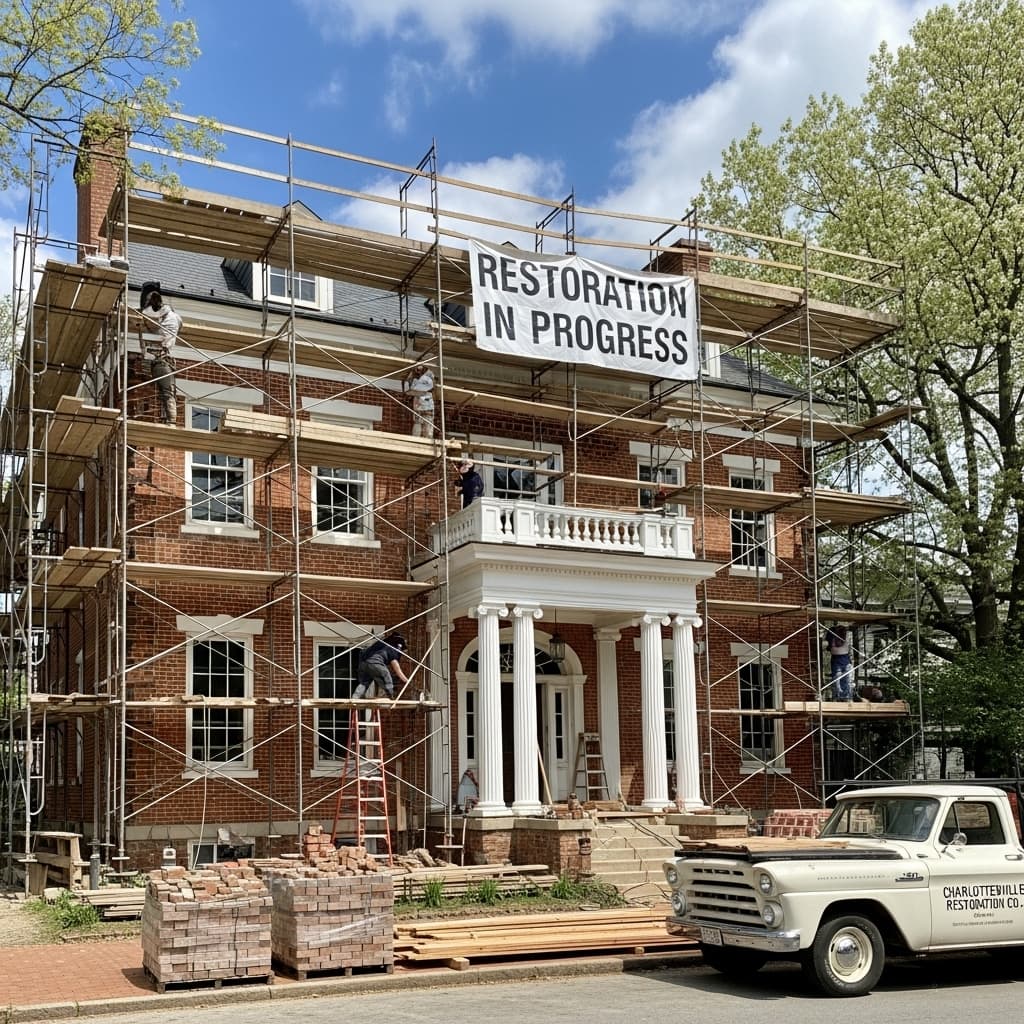 Historic home restoration exterior in Charlottesville, Virginia